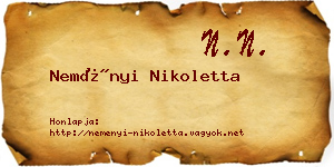 Neményi Nikoletta névjegykártya